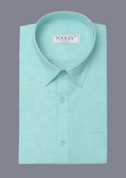 Formal Saga Green Party Wear Linen Cotton Shirt For Men's Code-1281