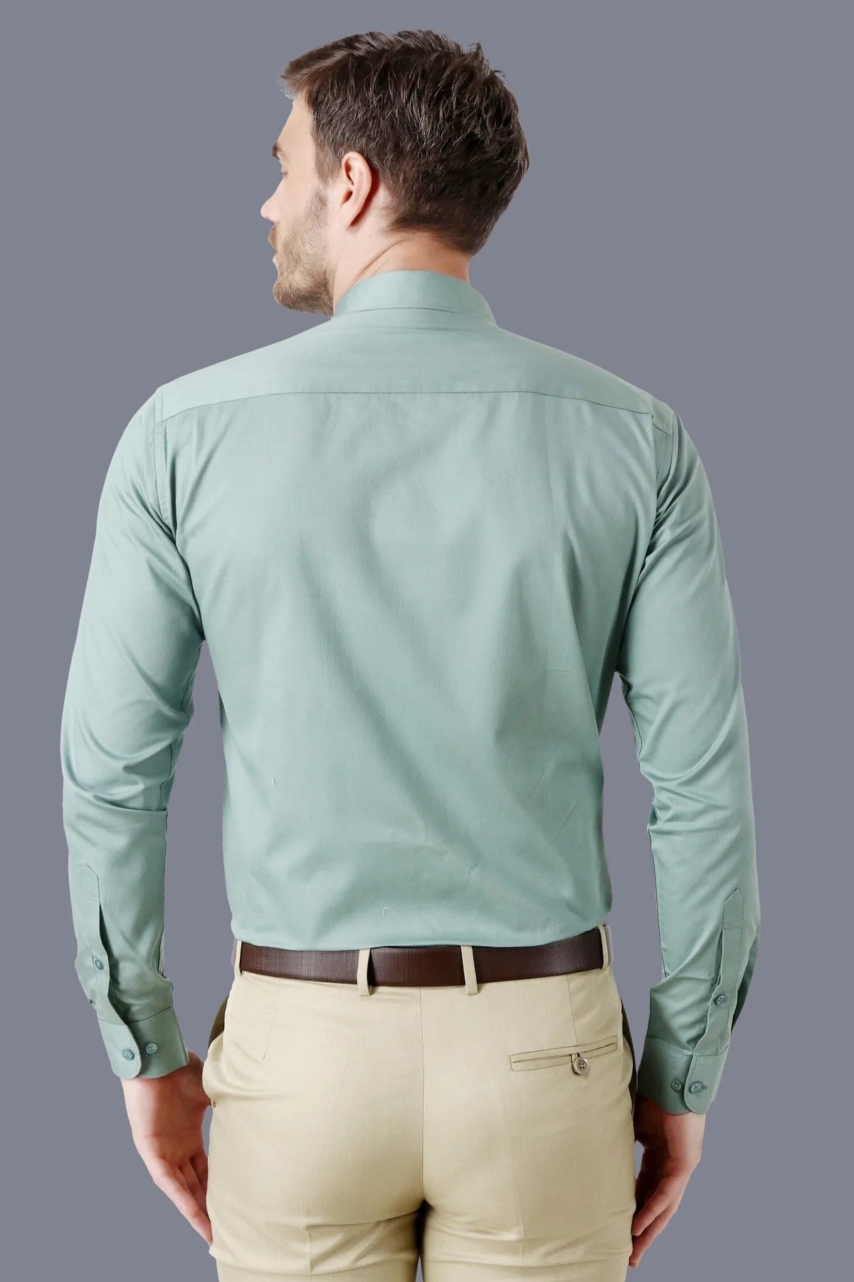 Men Cotton Lincoln Green Formal Button-Down Collar Shirt Code-1086