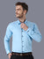 A-Men's Dobby Cotton Designer Blue Formal Shirt With Black Button Code-1018