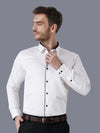 A-Men White Luxury Partywear Cotton Decent Long Sleeve Shirt Code-1231